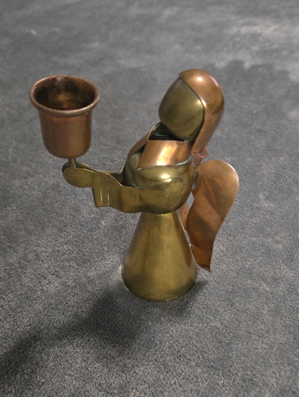 Vintage Copper And Brass Angel Candle Holder Product Of Mexico Stamp